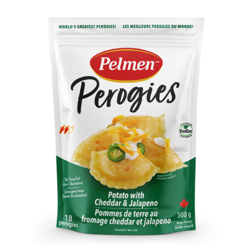 B. 02203 POTATO W CHEDDAR & JALAPENO PEROGIES 500G/12CS