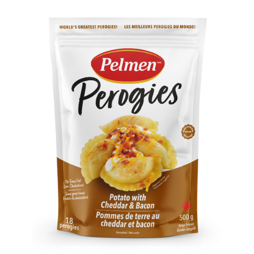 F. 02208 POTATO W BACON & CHEDDAR PEROGIES 500G/12CS