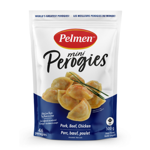 K. 02252 MINI PELMENI PORK, BEEF & CHICKEN PELMENI 500G/12CS