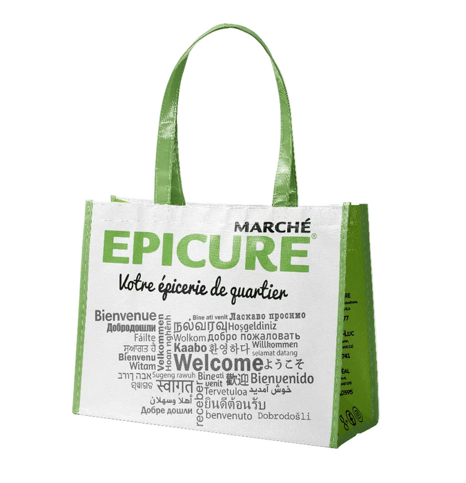 White stiched non woven laminated bag EPICURE