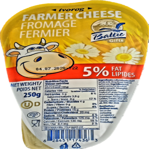 BALTIC GIFTS FARMER CHEESE 5% KOSHER - 6PS X 250G