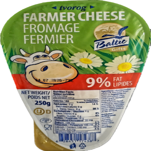BALTIC GIFTS FARMER CHEESE 9% KOSHER - 6PS X 250G