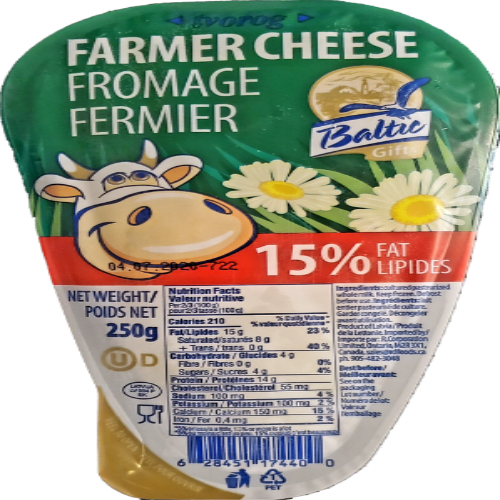 BALTIC GIFTS FARMER CHEESE 15% KOSHER - 6PS X 250G